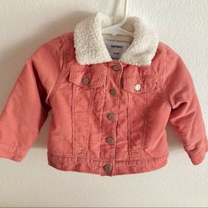 12-18M Old Navy Mauve/Dark Pink Corduroy Sherpa Button Up Jacket